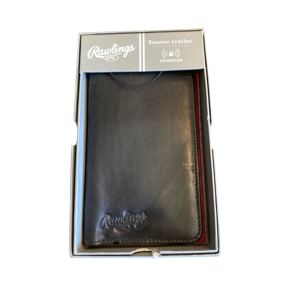 Rawlings Black Genuine Leather Magnetic Phone Wallet RFID RS10056 BLK New